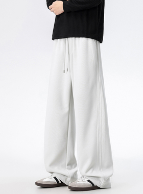 ZSEE美式潮牌秋冬加绒卫裤男宽松直筒垂感阔腿百搭运动休闲长裤子