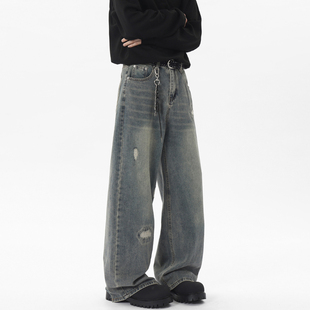 ZSEE美式潮牌复古水洗做旧牛仔裤男款春夏季宽松直筒休闲长裤子