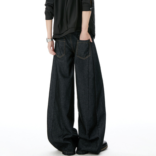 ZSEE牛仔裤男秋季新款美式高街宽松直筒水洗黑色丹宁休闲长裤