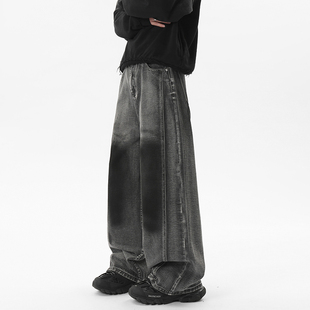 ZSEE美式复古重磅泼墨水洗牛仔裤男款春夏季潮牌直筒阔腿休闲长裤