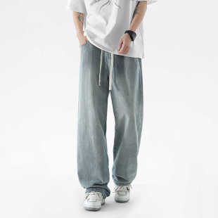 ZSEE蓝色牛仔裤春夏季直筒男款裤子美式潮牌复古宽松阔腿休闲长裤