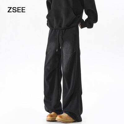 ZSEE秋冬季加绒水洗渐变休闲卫裤
