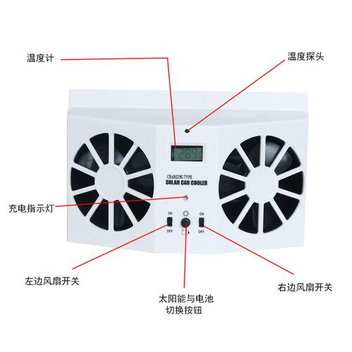 车内降温汽车风扇车载太阳能车循环器排风扇迅速车用排气风扇白色