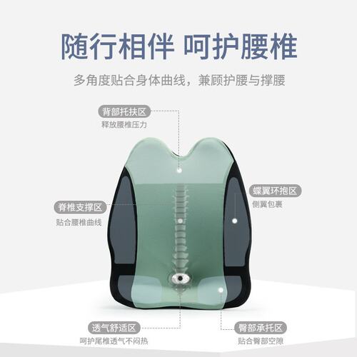 立体结构记忆棉腰靠 简约透气四季通用汽车座椅久坐缓冲靠背垫