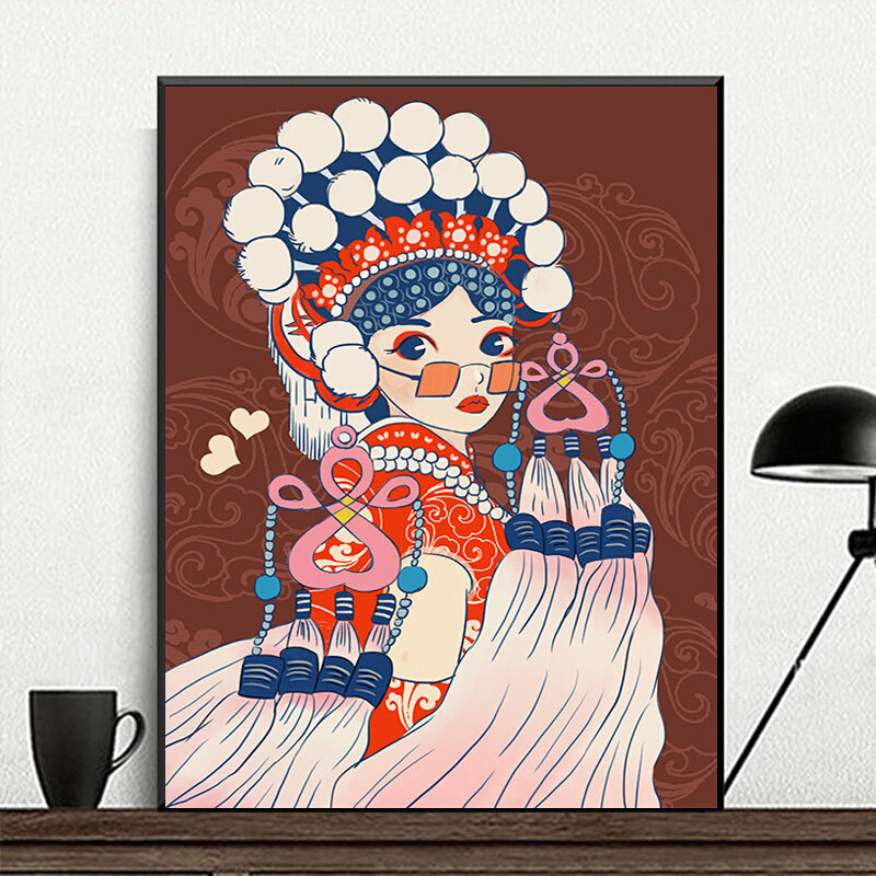 5d钻石画满钻2021新款中国风戏曲人物客厅卧室古风花旦贴钻十字绣