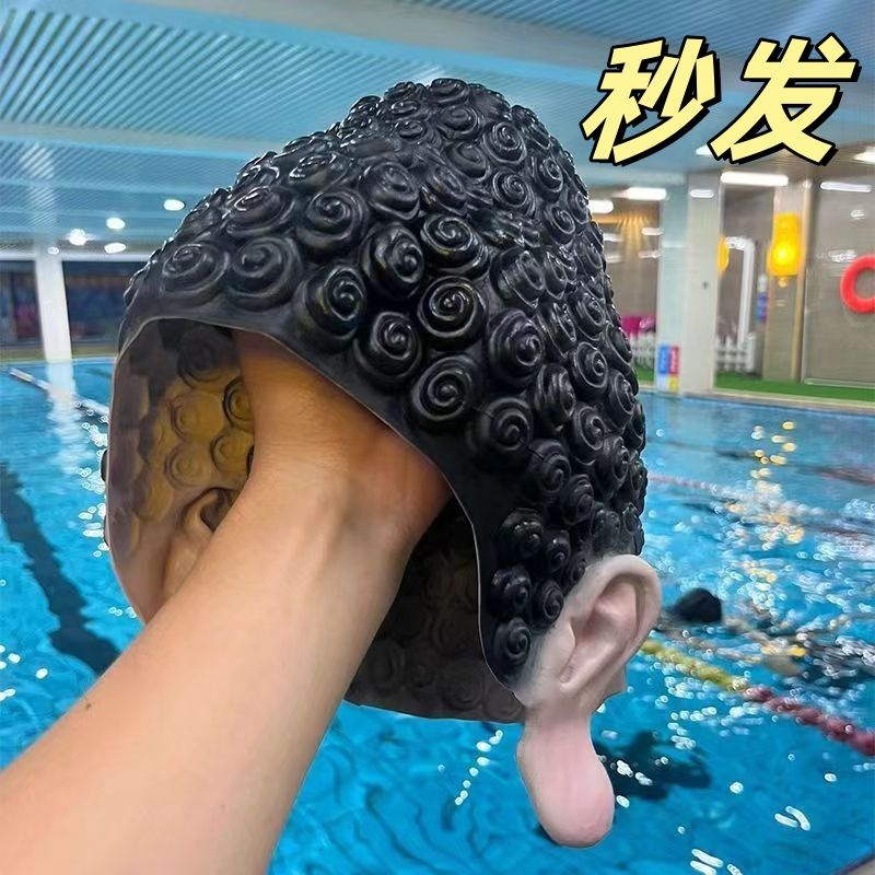 佛祖頭套彌勒佛泳帽帽子搞笑膠發