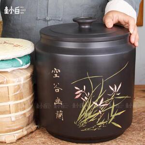 壶小白云南建水紫陶茶叶罐普洱茶白茶七饼缸手工彩填陶瓷密封