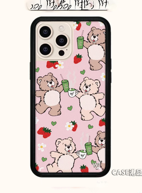 WFWE联名泰迪好友熊红色波点适用苹果17Pro手机壳iPhone16/15/14/13/12ProMax/Plus欧美时尚WF防摔保护