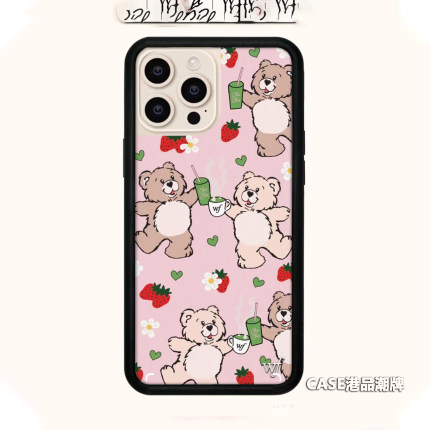WFWE联名泰迪好友熊红色波点适用苹果17Pro手机壳iPhone16/15/14/13/12ProMax/Plus欧美时尚WF防摔保护