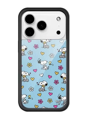 WFWE爱心史努比马年马上成功wf手机壳白波点黑波点适用苹果17ProiPhone15/14/13/12/Pro/Max/Plus防摔欧美