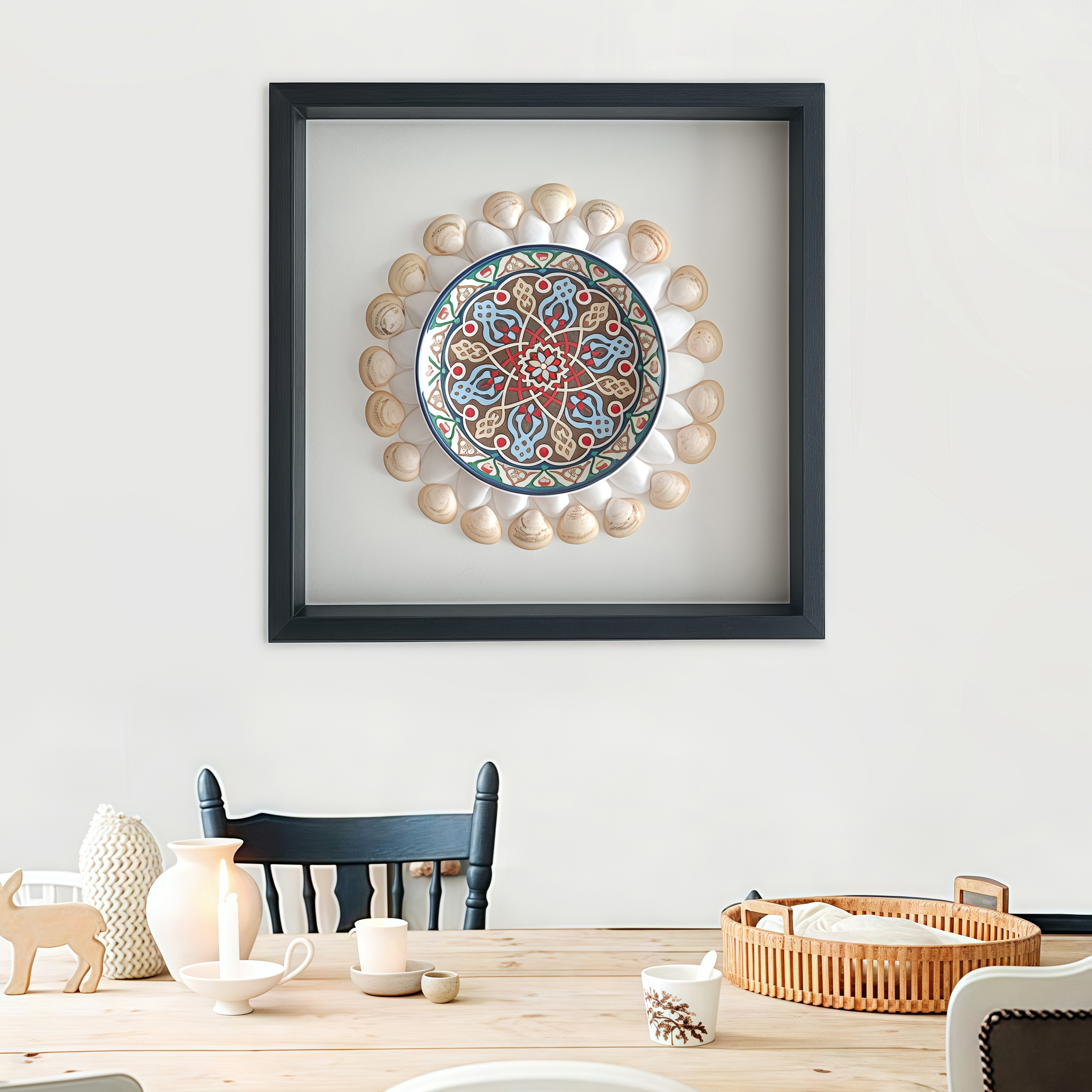 手工贝壳画大气入户餐厅装饰画客厅轻奢过道壁画挂画 餐桌墙壁画图片
