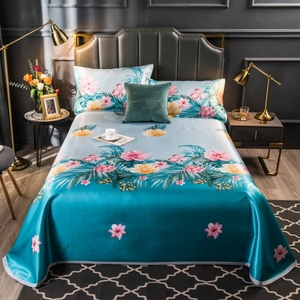 X冰丝凉席三件套夏季床单款双人家用可水洗机洗折叠空调软席子