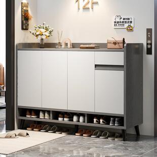 楼道鞋柜家用门口走廊室内入户收纳柜一体靠墙2025新爆款实木鞋架