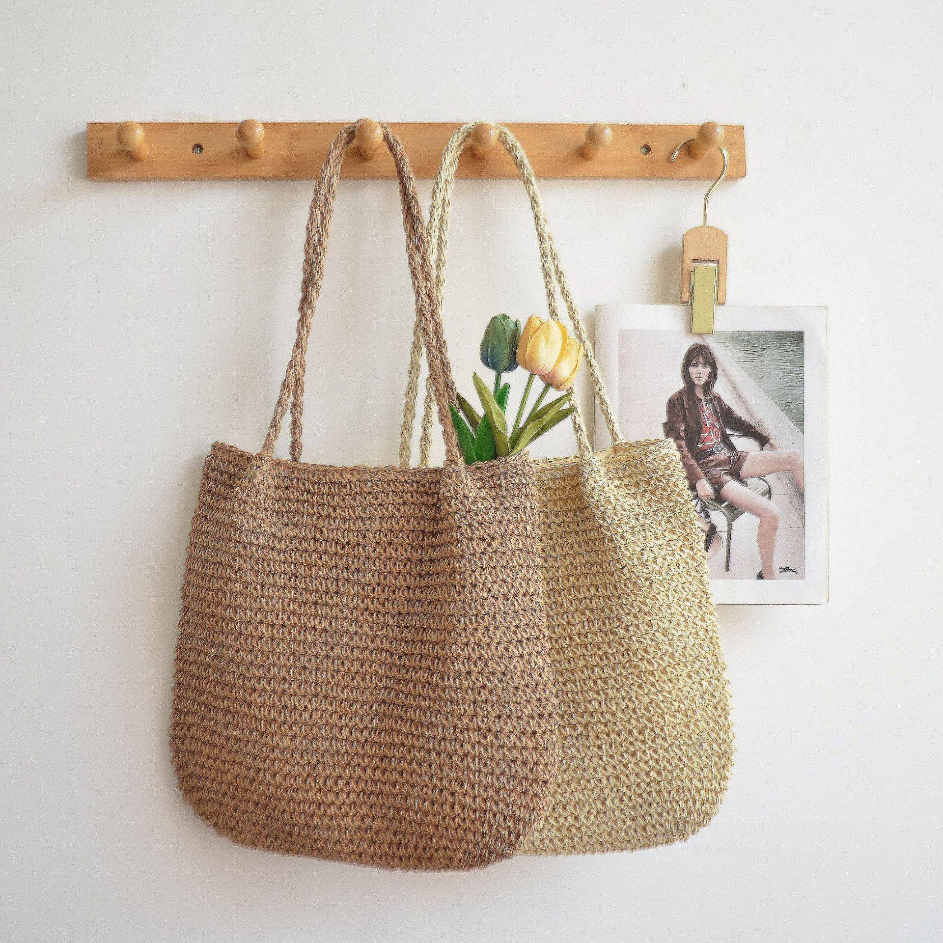 草编包女大容量托特包夏季海边度假编织包单肩包沙滩包女包手提包