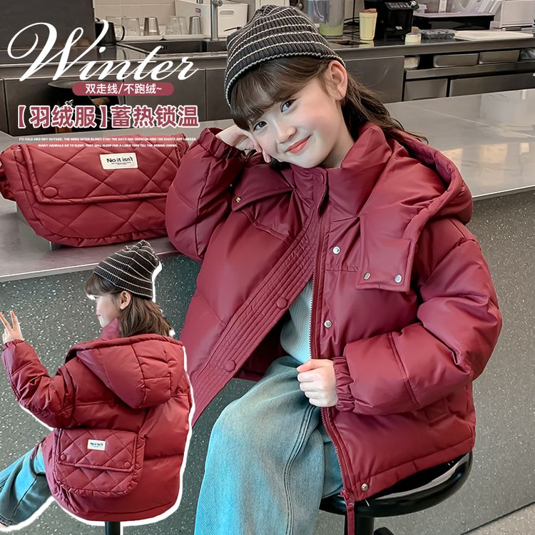 常规款PU皮有帽不可拆女白鸭绒羽绒服