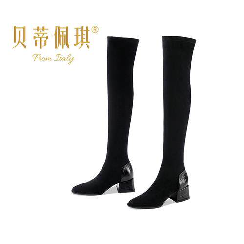 长筒靴女过膝长靴女冬靴子女2021年秋款新款瘦瘦靴粗跟高跟弹力靴
