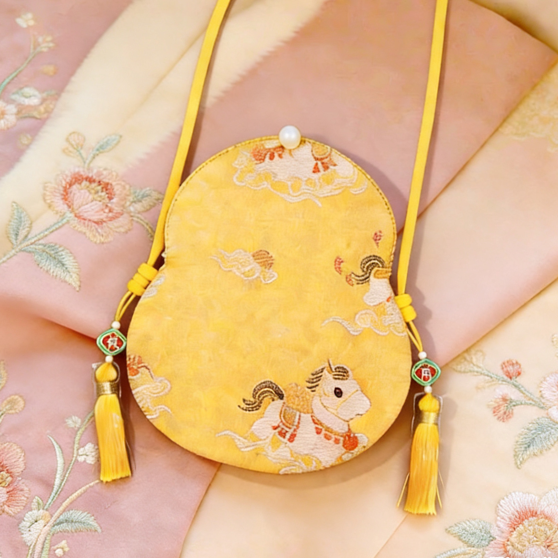 新年儿童葫芦包绣花古装配饰汉服包宝宝女童斜挎古风斜跨压岁钱包