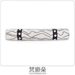 梵廊朵样板间轻奢现代简约黑色线条装 抱枕 饰白色滚枕新款 家居软装