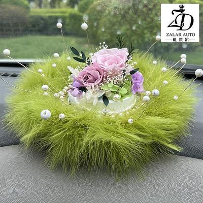 永生花车内装饰品高档大气干花车饰高级摆件车载女神款中控台摆件