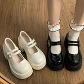 法式 春秋百搭jk一字扣带厚底粗跟高跟单鞋 玛丽珍小皮鞋 女2026新款