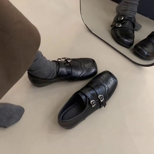 内增高黑色小皮鞋女百搭乐福单鞋