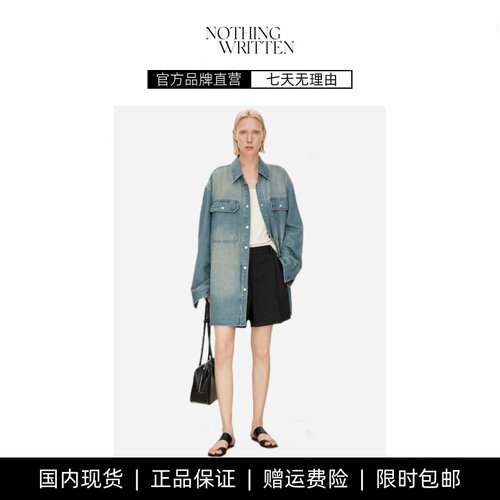 欧美老钱风牛仔衬衫女2024