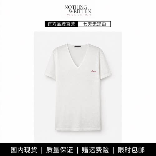 【现货】NOTHING WRITTEN含麻凉感V领显瘦宽松T恤短袖亲肤上衣女