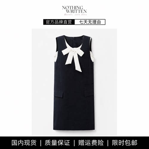 【现货】NOTHING WRITTEN假两件蝴蝶结连衣裙小个子无袖气质裙子