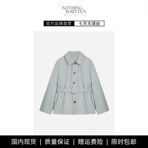 【现货】NOTHING WRITTEN廓形宽松干练外套翻领女士风衣短款外套