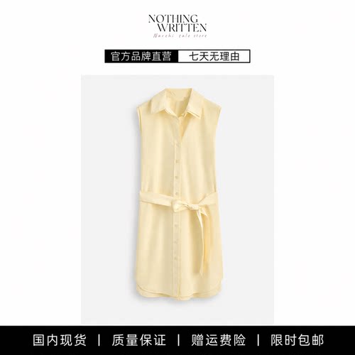【现货】NOTHING WRITTEN休闲版型系带衬衫连衣裙衬衫裙蓝夏新品