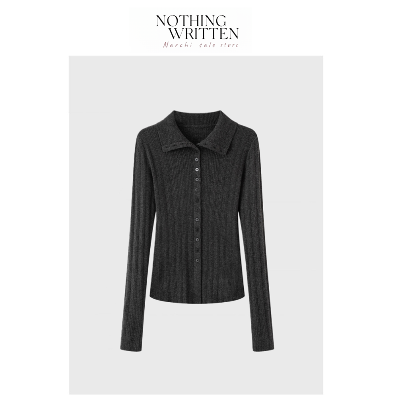 【现货】NOTHING WRITTEN高领针织开衫通勤百搭修身简约气质上衣
