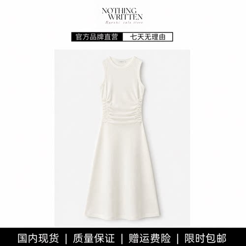 【现货】NOTHING WRITTEN修身版型抽褶无袖中长连衣裙夏新品裙子
