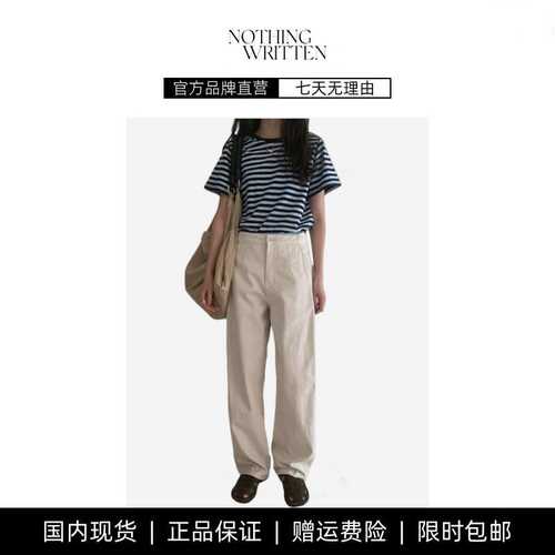 【现货】NOTHING WRITTEN复古海军蓝条纹T恤反缝设计宽松圆领短袖