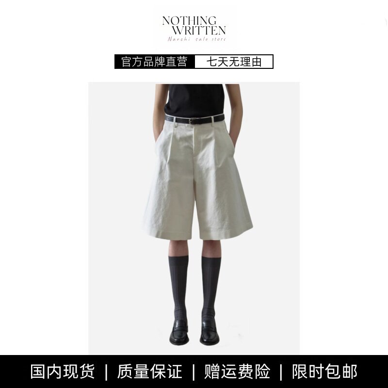 【现货】NOTHING WRITTEN短裤女高腰显瘦骑行裤休闲阔腿裤五分裤 - 实物图
