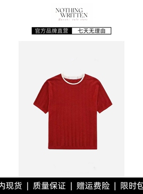 【现货】NOTHING WRITTEN针织短袖法式小香风假两件毛衣针织衫T恤