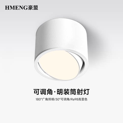 全光谱护眼明装筒灯圆形家用吸顶灯客厅玄关过道可调节角度小射灯
