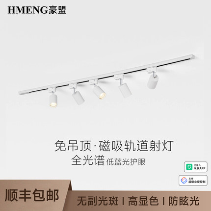 豪盟轨道灯led射灯明装客厅背景墙家用三色深防眩小山丘滑轨射灯