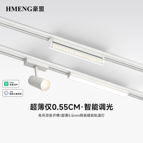 超薄明装磁吸轨道灯5mm全光谱护眼免吊顶客厅黑白高显色照明灯具