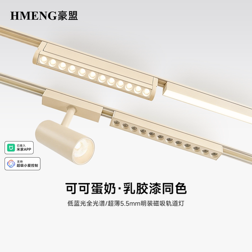 可可蛋奶明装超薄磁吸轨道灯免吊顶5.5mm奶油风客厅护眼无主灯