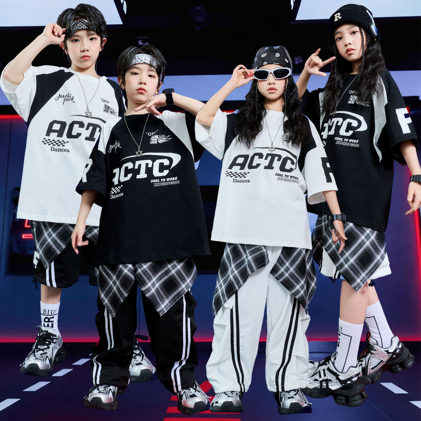 街舞儿童潮服hiphop童装潮牌嘻哈男童演出服女童表演服少儿架子鼓