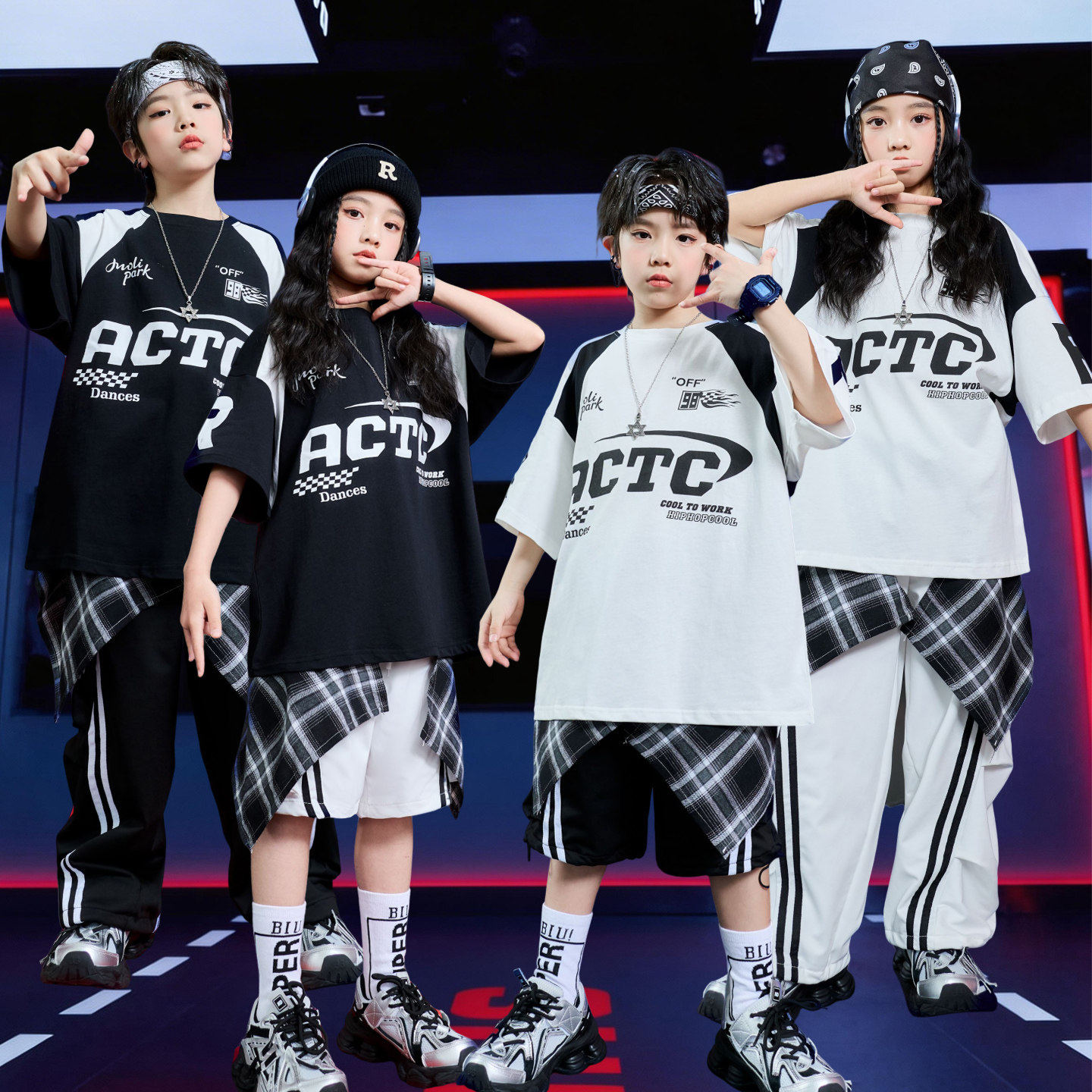 街舞儿童潮服hiphop童装潮牌嘻哈男童演出服女童表演服少儿架子鼓