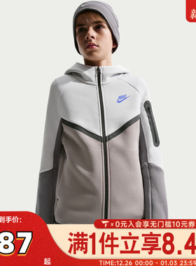 NIKE耐克大童B NSW TCH FLC FZ - PD运动健身夹克外套HV5867-025