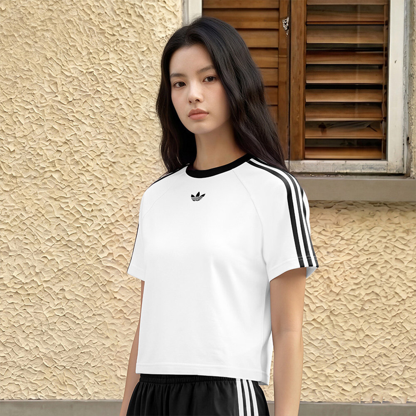 滔搏adidas阿迪达斯三叶草女子BABY TEE W运动休闲短袖T恤KT7793
