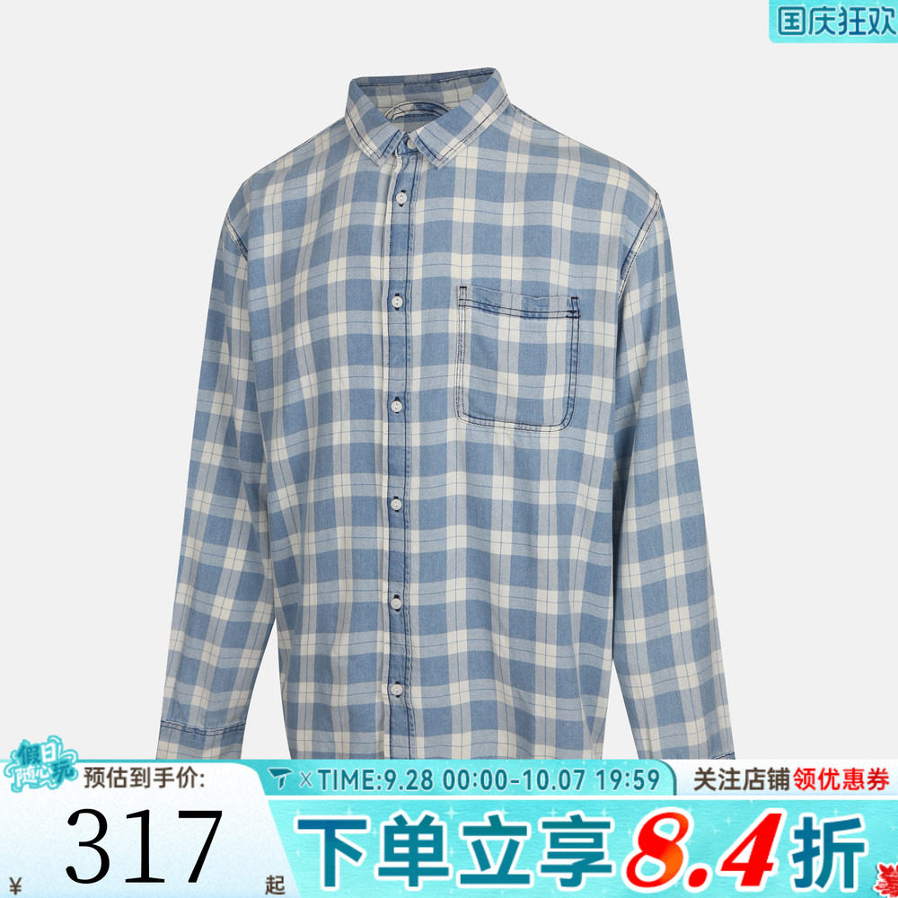 VANS范斯男子Lawson Vintage Indigo运动休闲长袖衬衫VN000U56HEC