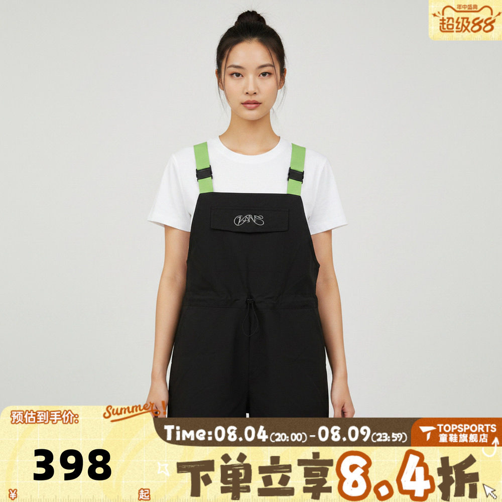 滔搏VANS范斯女子BUCKLE SHORTALL运动休闲背带短裤VN000TMBBLK
