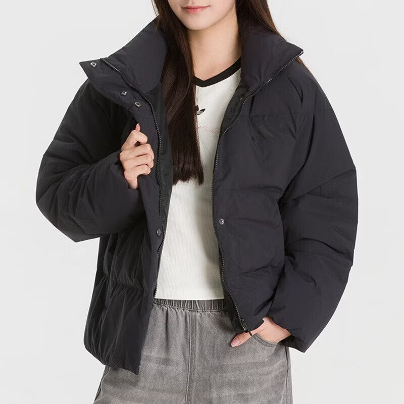滔搏adidas阿迪达斯女子短款高领舒适运动休闲羽绒服LE4962