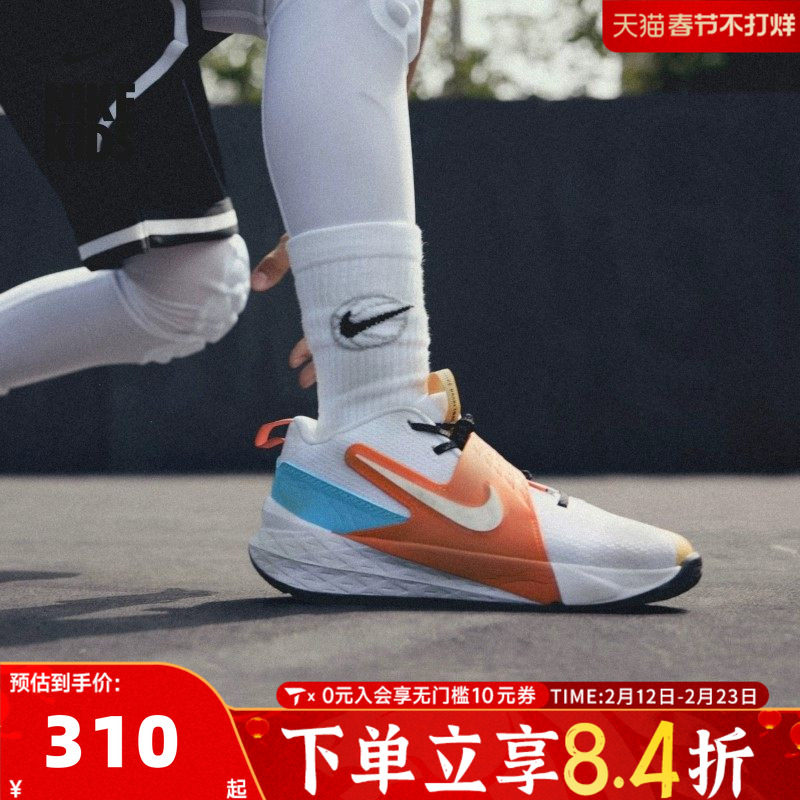 NIKE耐克大男童鞋子魔术贴鞋子儿童休闲鞋子运动篮球鞋IM3382-111