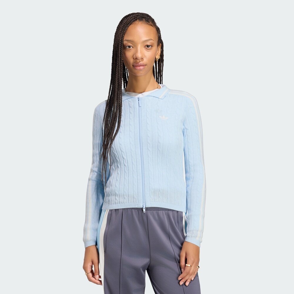 adidas阿迪达斯三叶草女子KNIT FZ运动休闲针织开衫外套LI0053