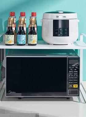 白色简约铁艺双层台面烤箱收纳整理架省空间厨房微波炉置物架储物