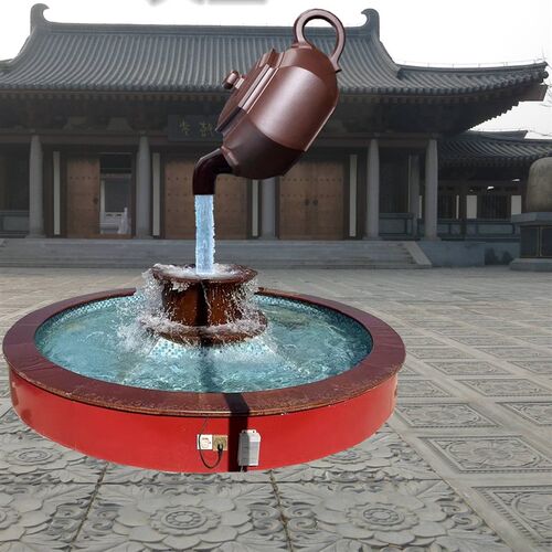 新定制大c型玻璃钢景观流水茶壶雕塑庭院农家乐悬空流水天壶流水